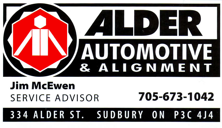 Alder Automotive and Alignment Sudbury Ontario Jim McEwen Car Auto Repair Garages