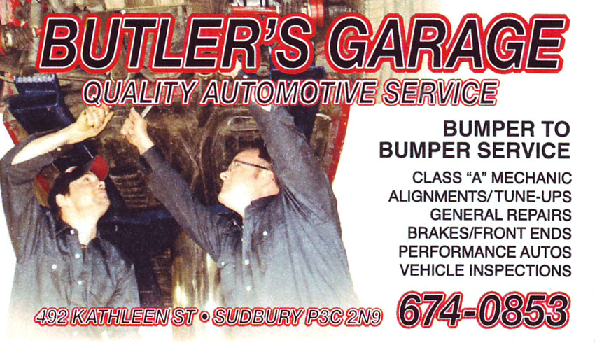 Butler's Garage in Sudbury Ontario Auto Repair and Service Tune Ups vehicle Inspections Mechanics