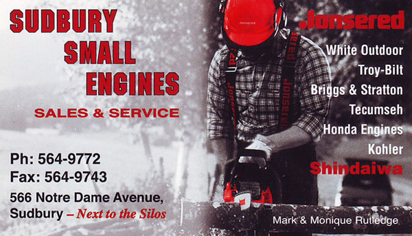 Sudbury Small Engines Business Card