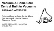 Vacuum & Home Care Central Built In Vacuums in The Hanmer Valley Shopping Centre Greater Sudbury Ontario Business Card
